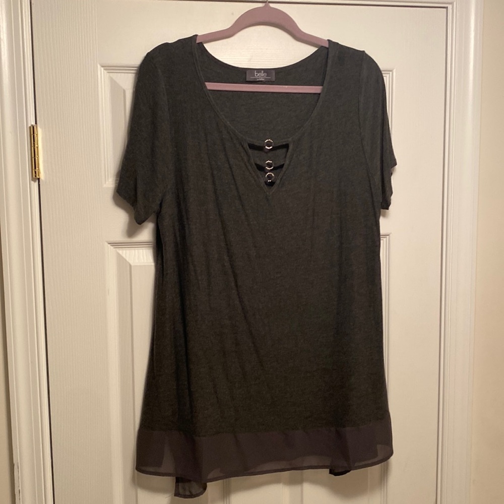 New Belle Charcoal Short Sleeve Top